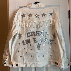 Crazy in Live white denim jacket by show me your Mumu